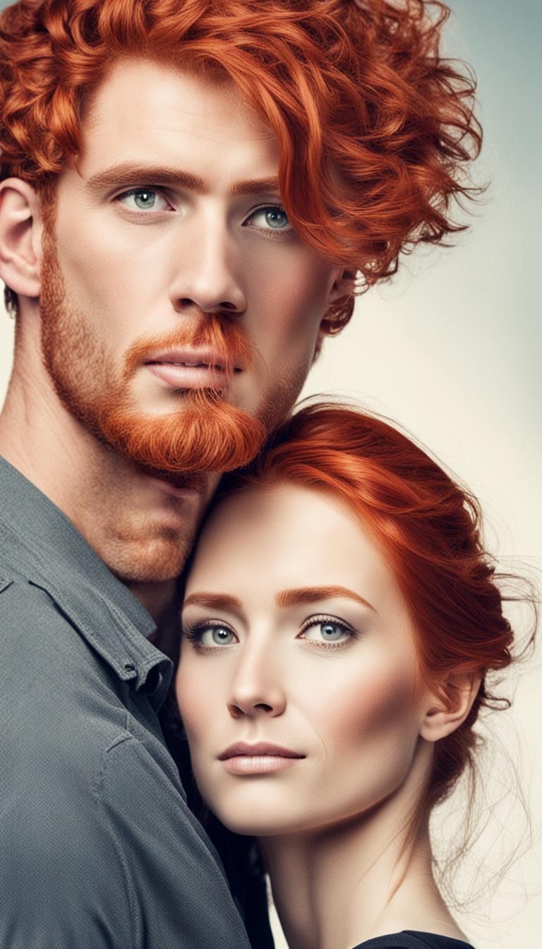 Loving Gaze Between Husband and Red-Haired Wife