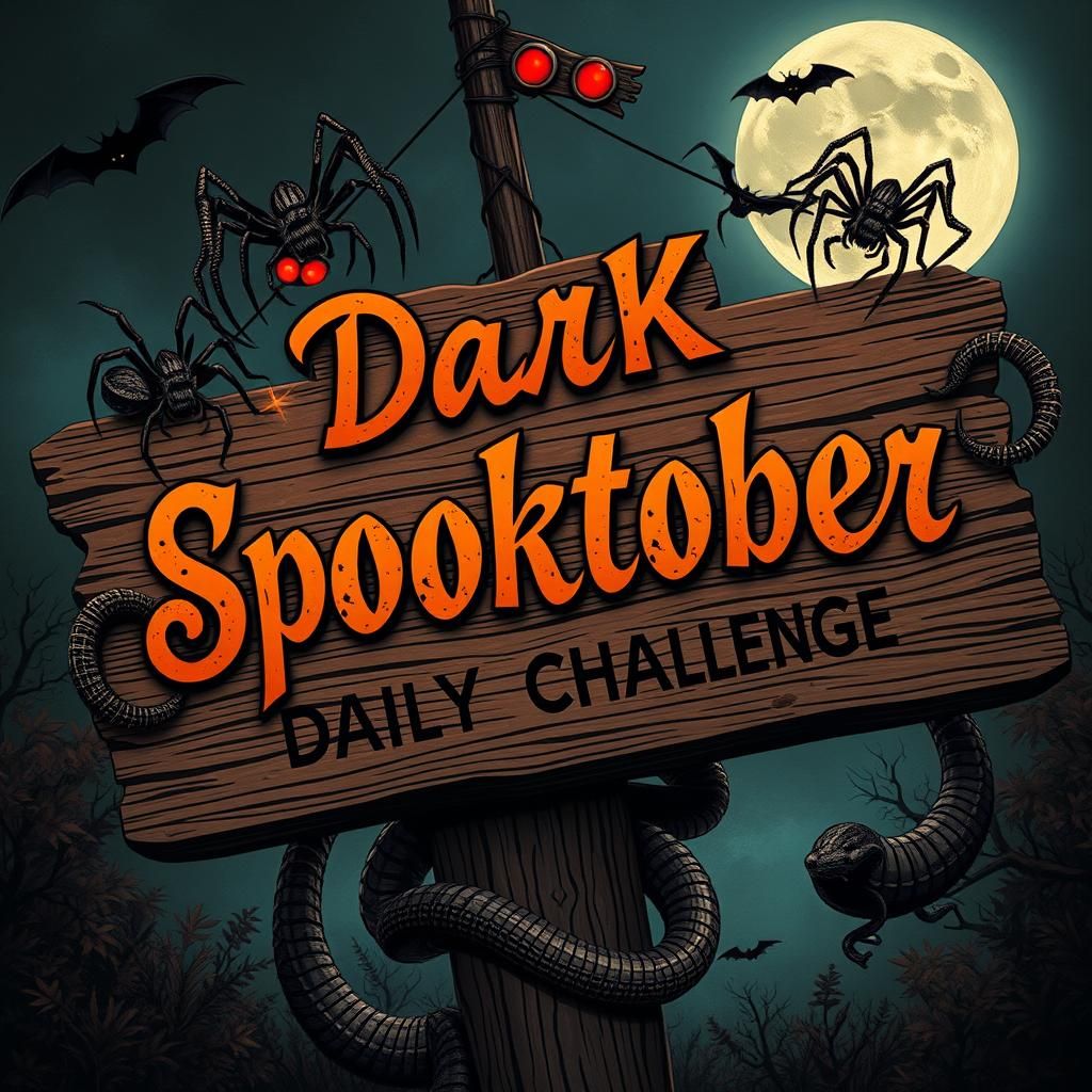 Creepy Spiders and Snakes Carnival Sign in Gothic Style