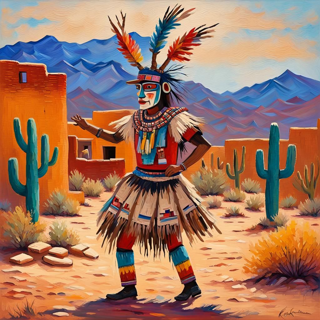 Deer Kachina Dancer in Impasto Style