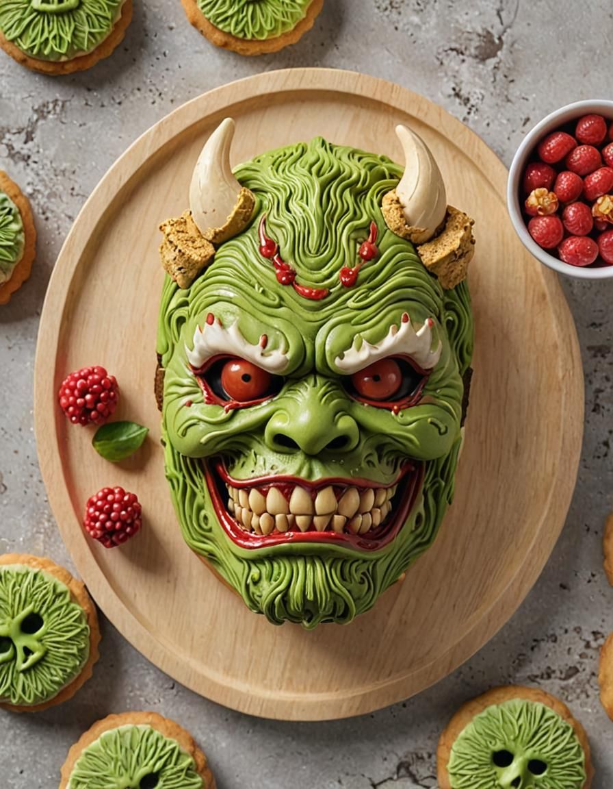 Japanese Oni Mask Cookie dessert