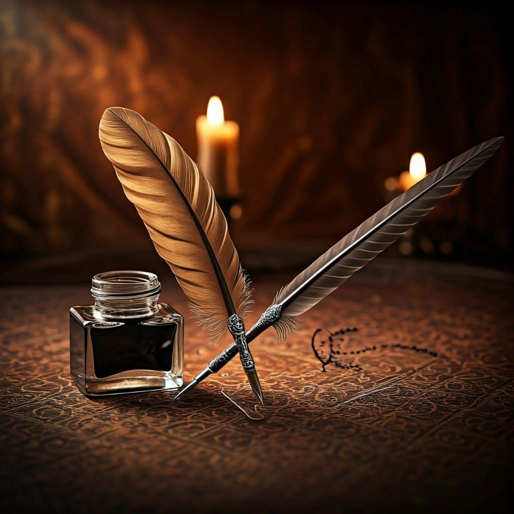 Luxurious Golden Eagle Quill on Velvet Background