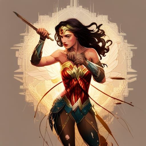Wonder Woman Digital Art with Luminous Colors