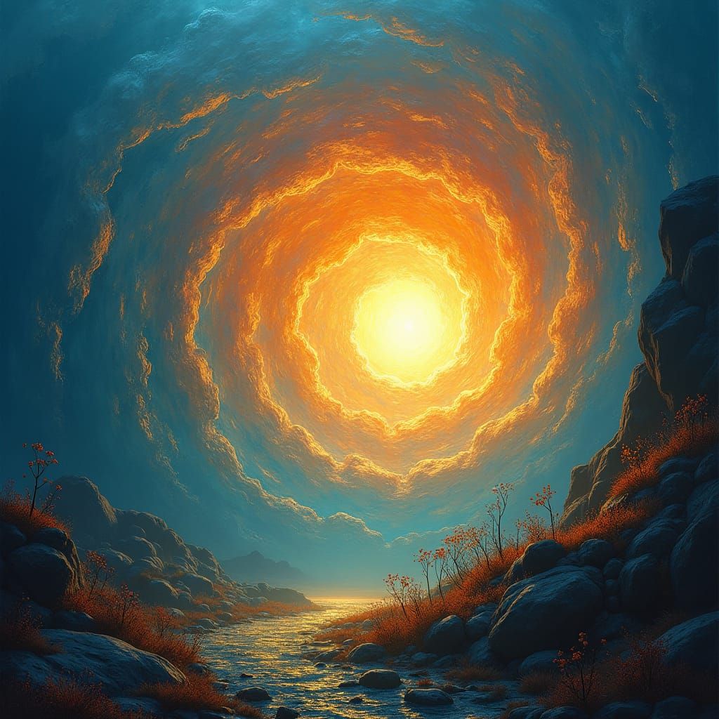 Ethereal Magic Vortex with Golden Filigree