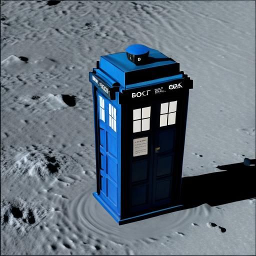 Dr. Who's Tardis Flying Over the Moon
