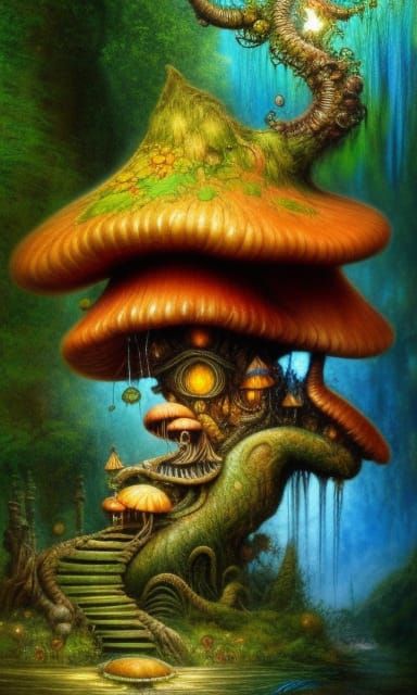 Toadstool Treehouse Mansion in Fantastical Forest
