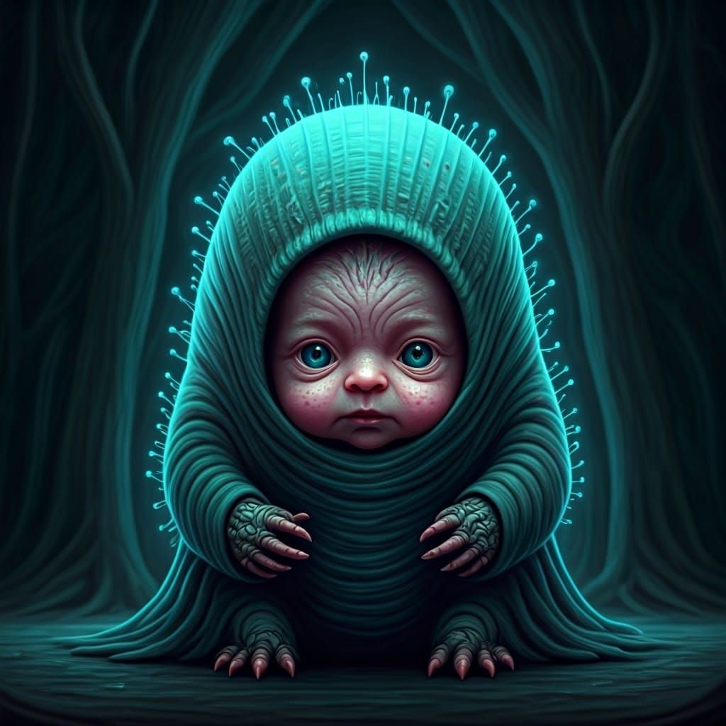 Glowing, Tentacled Guardian Emerges from Dark Depths