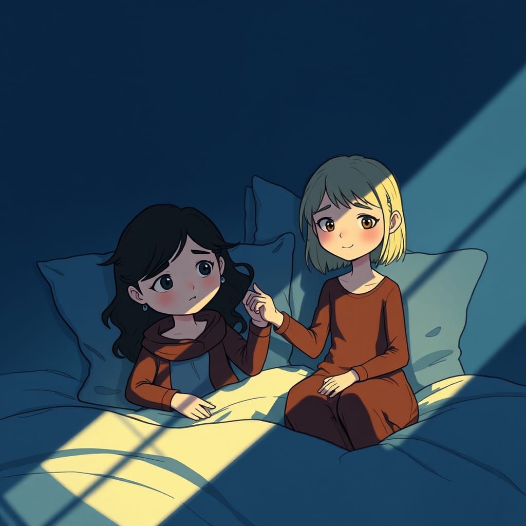 Girl Dispelling Shadows with Light, Anime Style