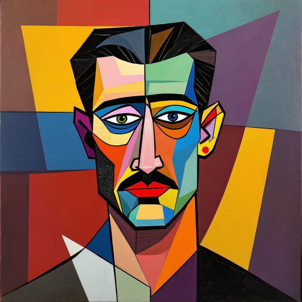 Abstract Cubism: Geometric Forms and Vibrant Colors