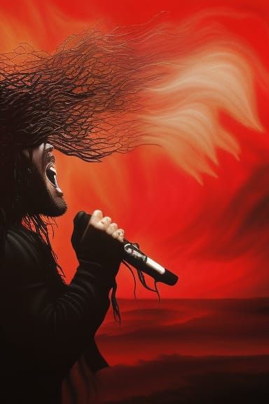 Intricate Portrait of Screaming Metal Singer