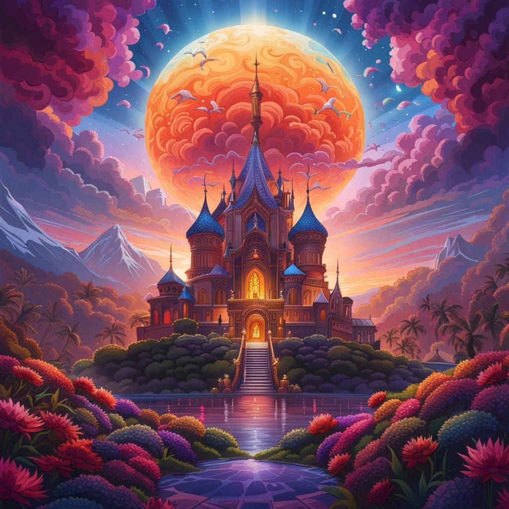 Rainbow Origami Cranes Stained Glass Mural