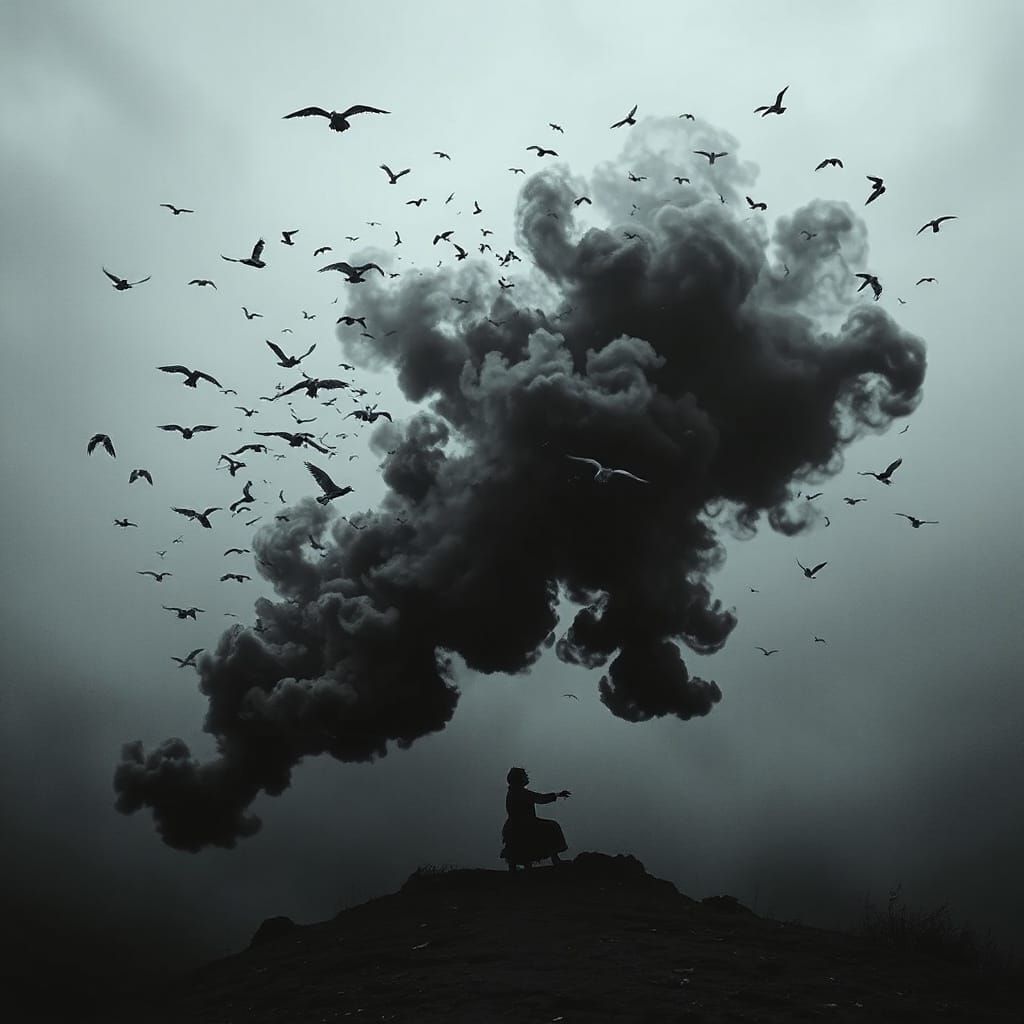 Surreal Dreams: Black Smoke Murmuration