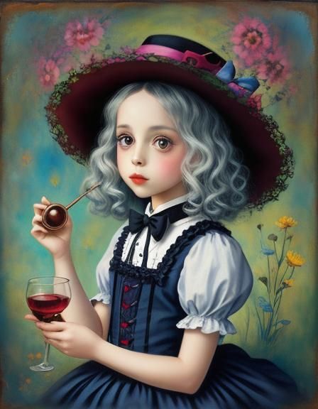 Whimsical Alice in Wonderland Folk Art