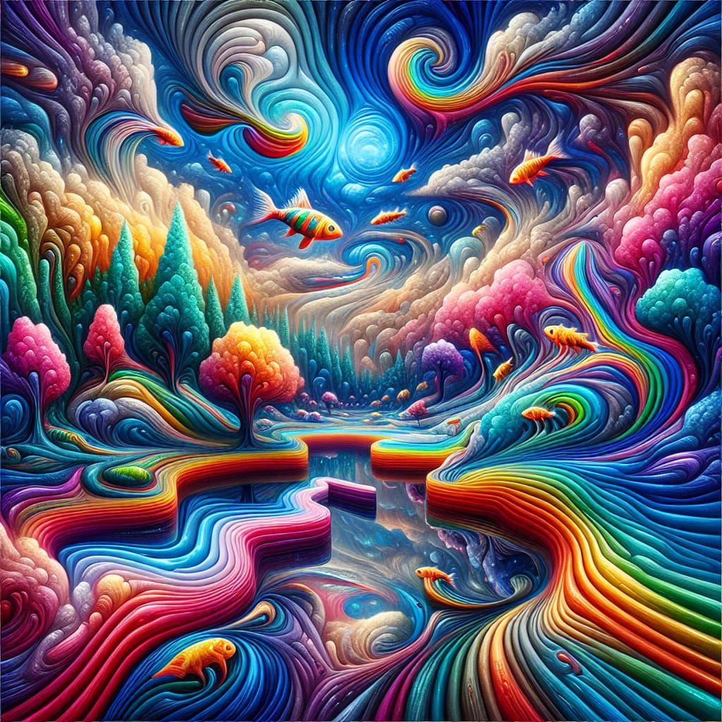 Psychedelic Surrealism: Dreamlike Abstract Landscape