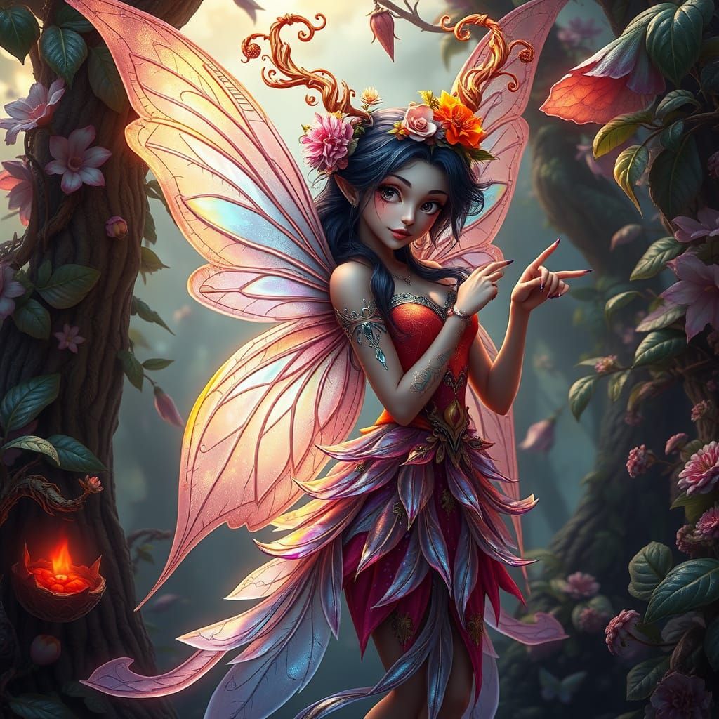 Enchanting Trickster Fairy in Whimsical Wonderland