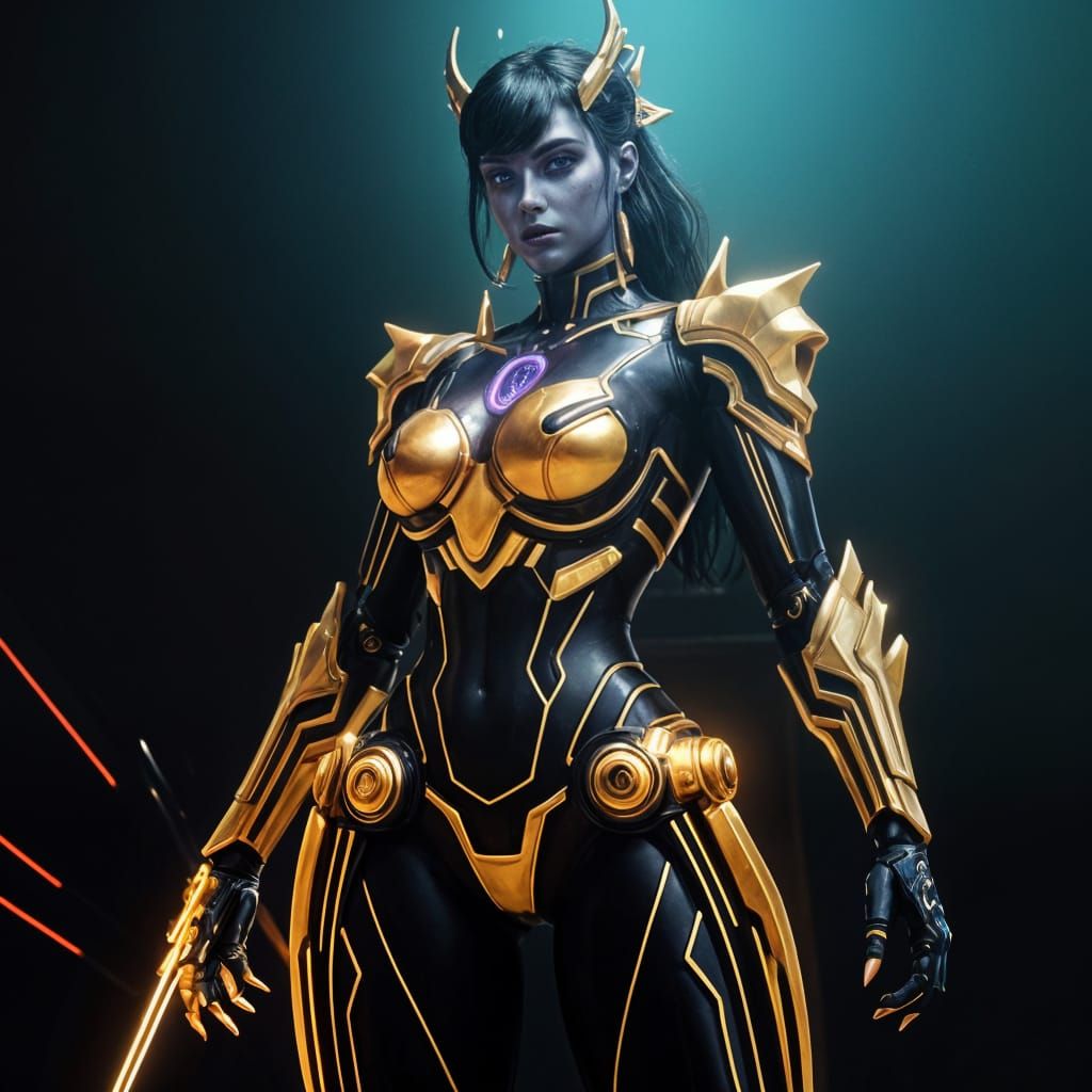 Futuristic Mechanical Goddess in Hyperrealistic Style