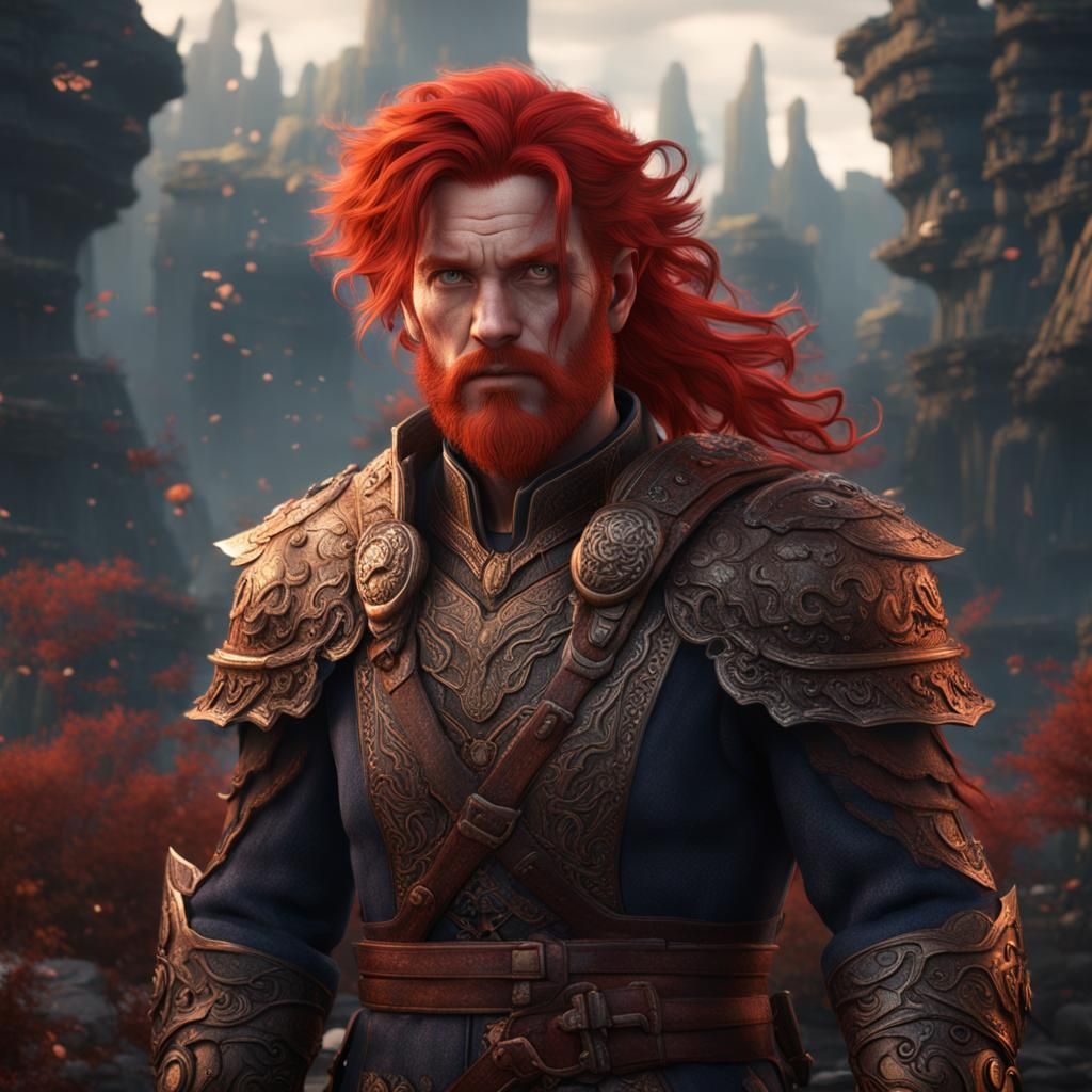 Red Haired Person in Detailed Fantasy Art