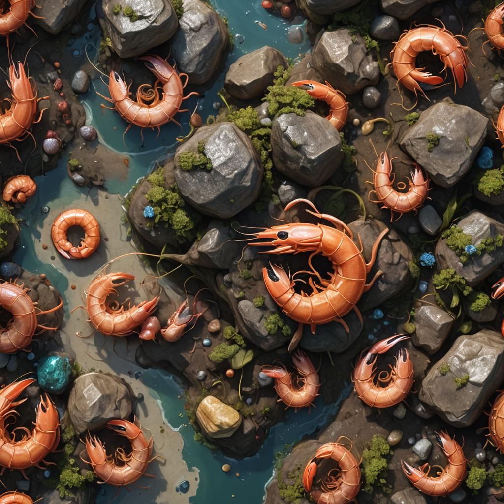 Buff Shrimp Pooping: Detailed Fantasy Concept Art