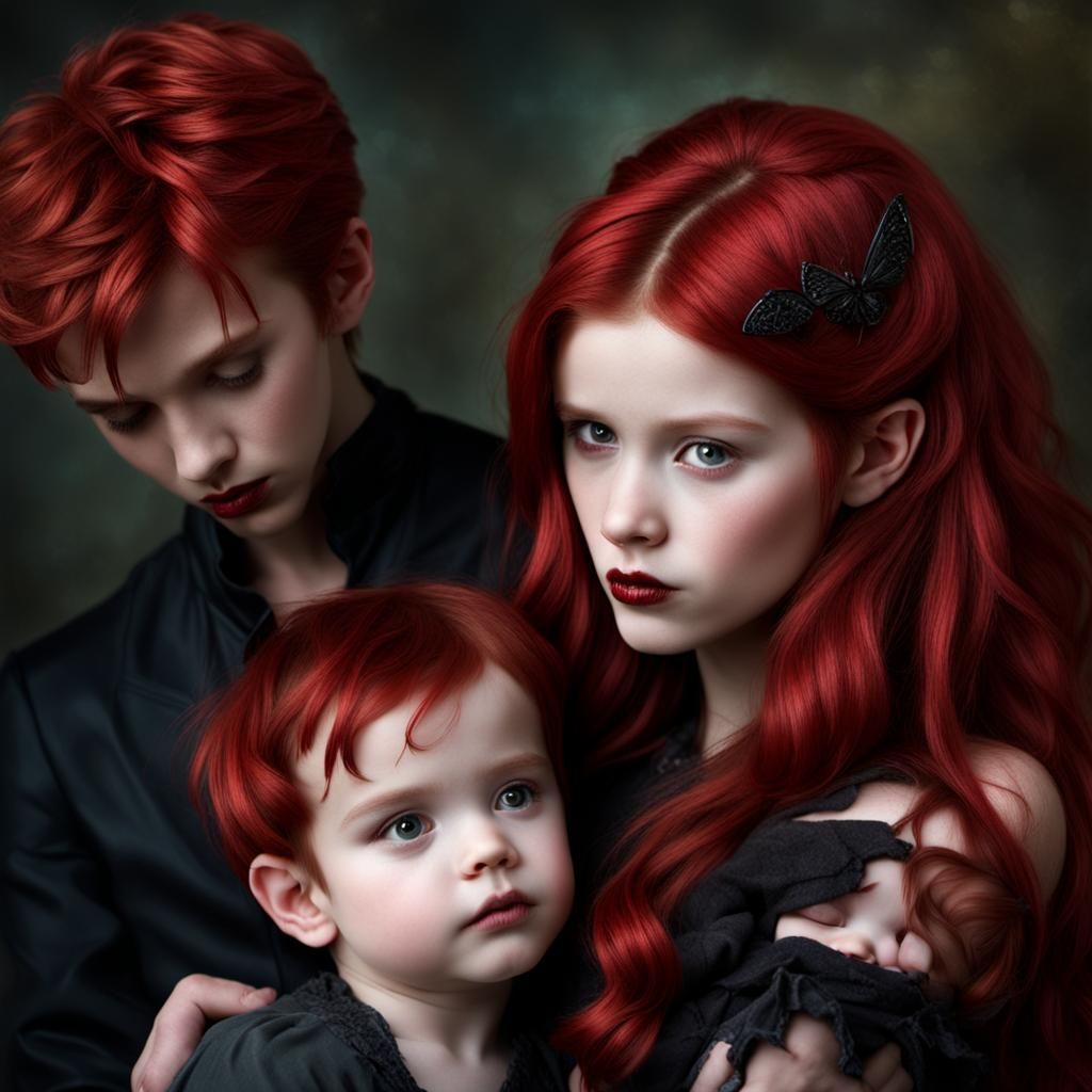 Fantasy Hybrid Mother and Son with Red Hair