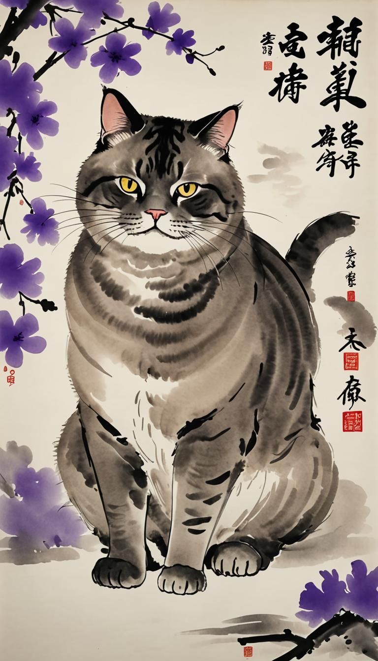 cat / chinese poster