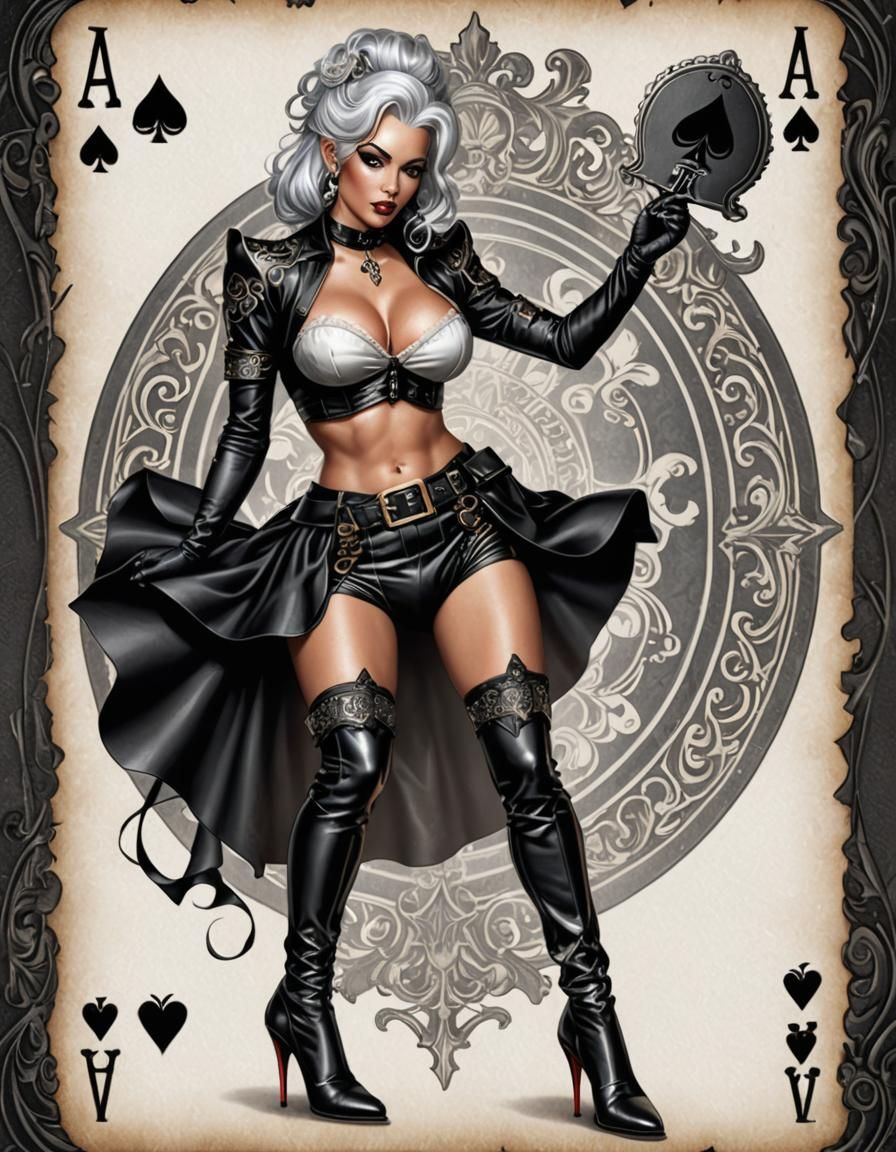 Ace of Spades Pinup Girl in Hyperrealistic Style