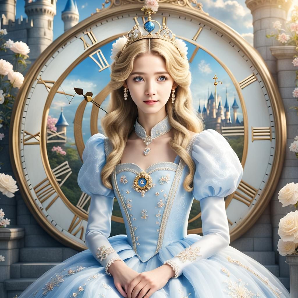 Blonde Cinderella with Tiara in Divine Light