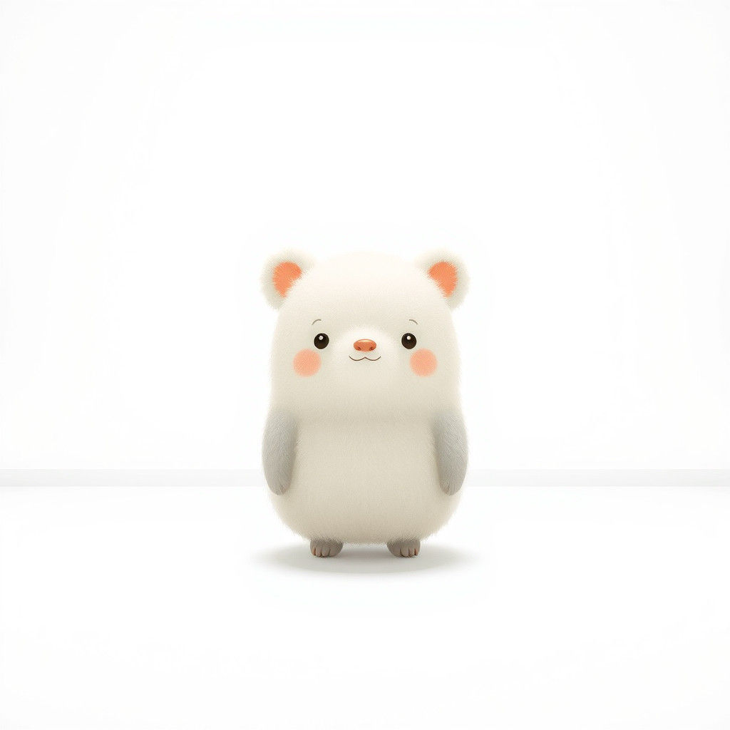Whimsical Fuzzy Creature in Minimalist Sanctuary