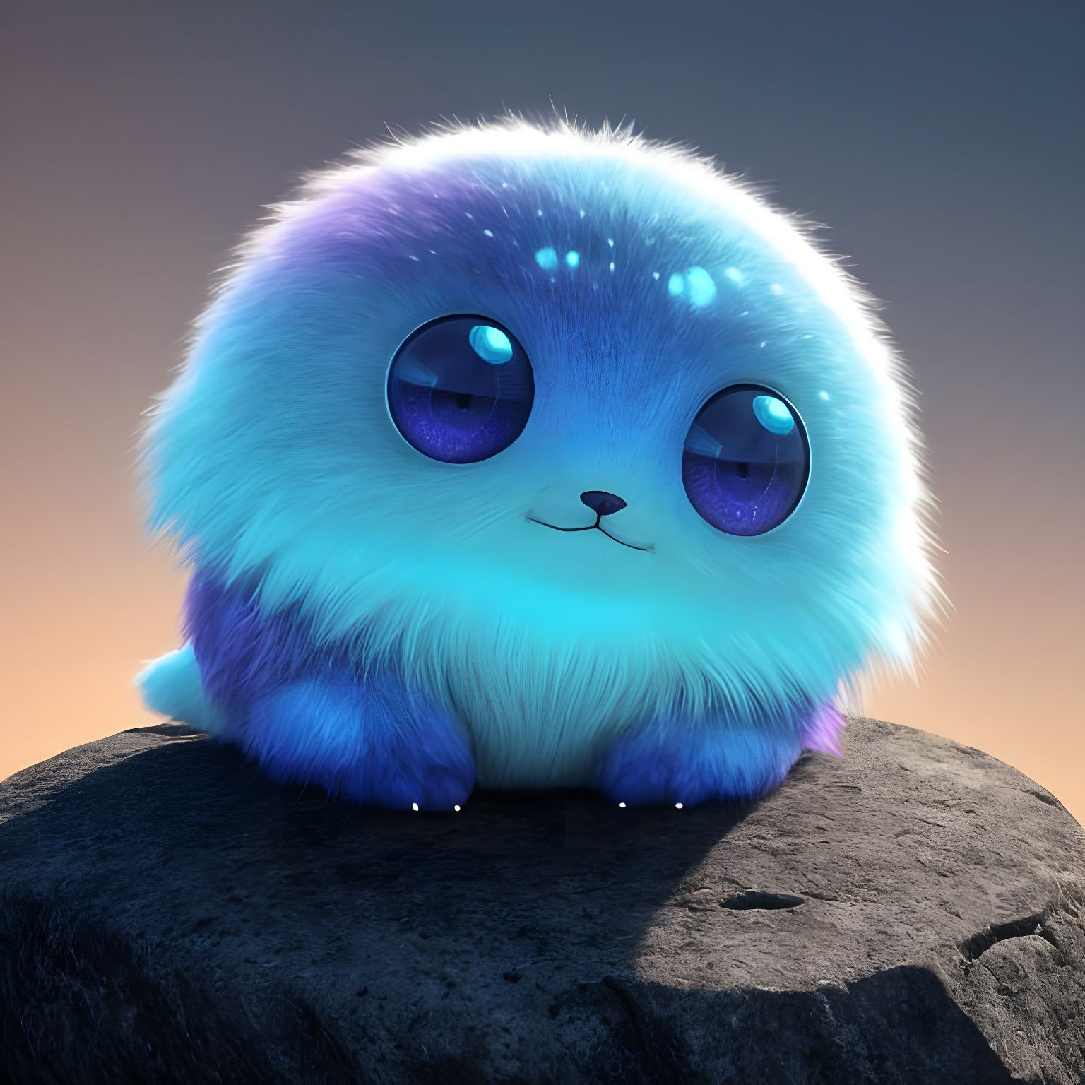 Cute Shimmering Alien Creature on a Rock