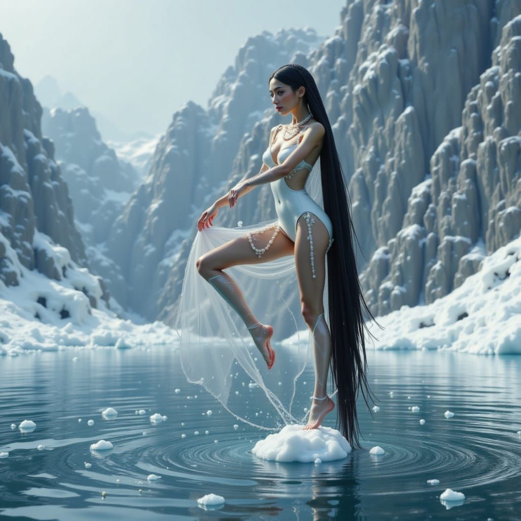 Zarina Evdokija by Frozen Lake in Winter Fur