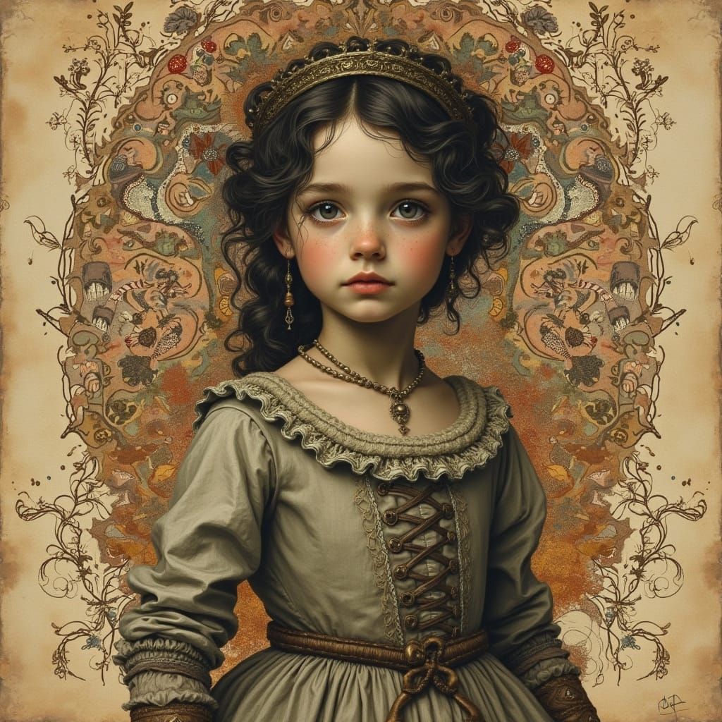 Eerie Victorian Girl Portrait in Gothic Style