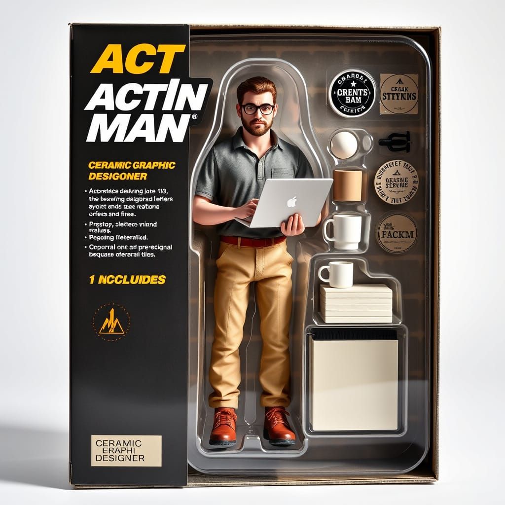 Modern Graphic Designer Action Figure in Ceramic Style Packa...