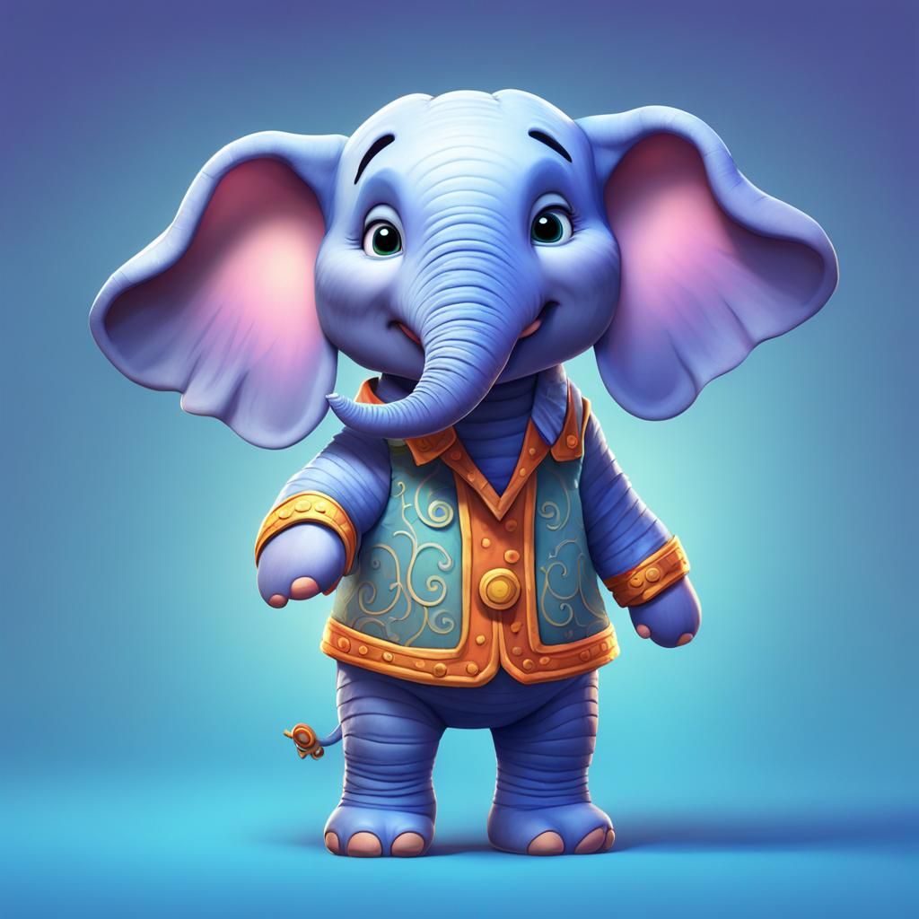 Toddler in Elephant Costume: 2D Game Art Style