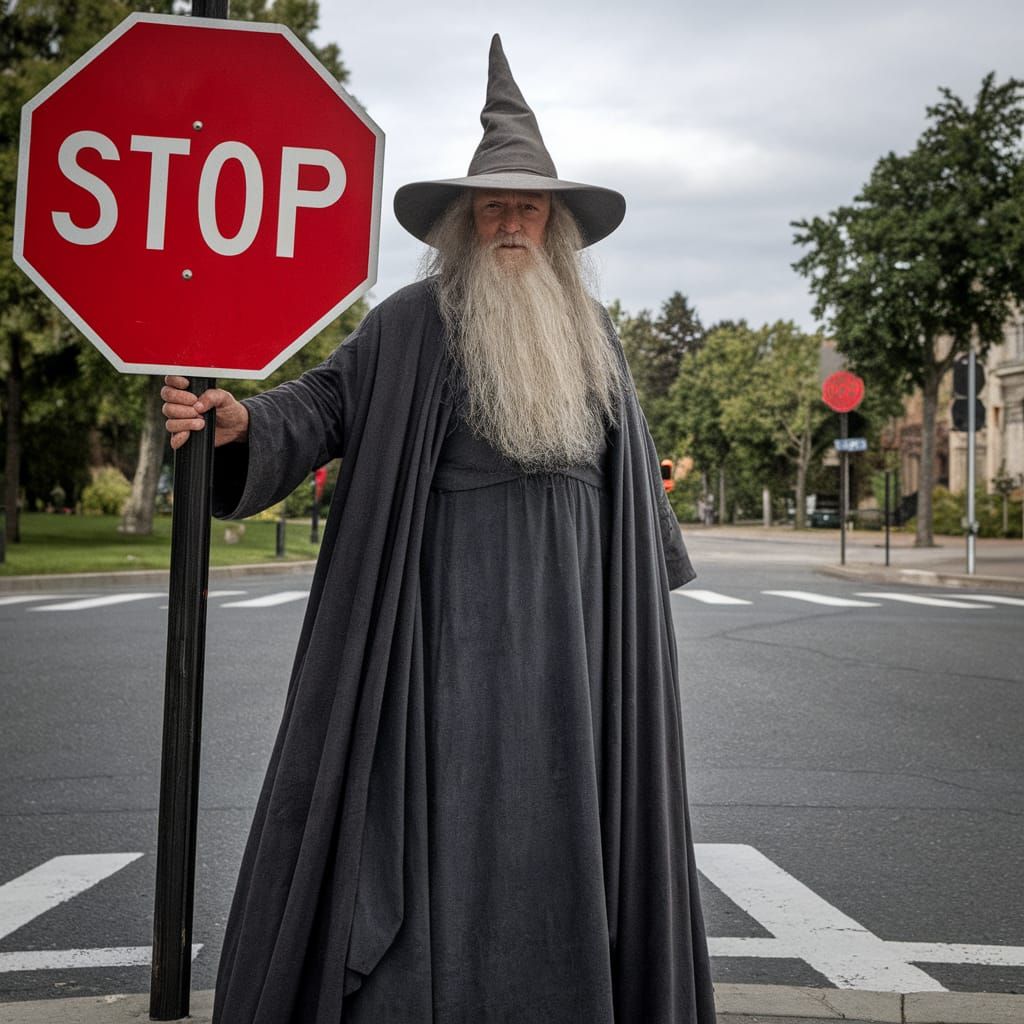 Ian McKellen as Gandalf the Grey in Mysterious Urban Landsca...