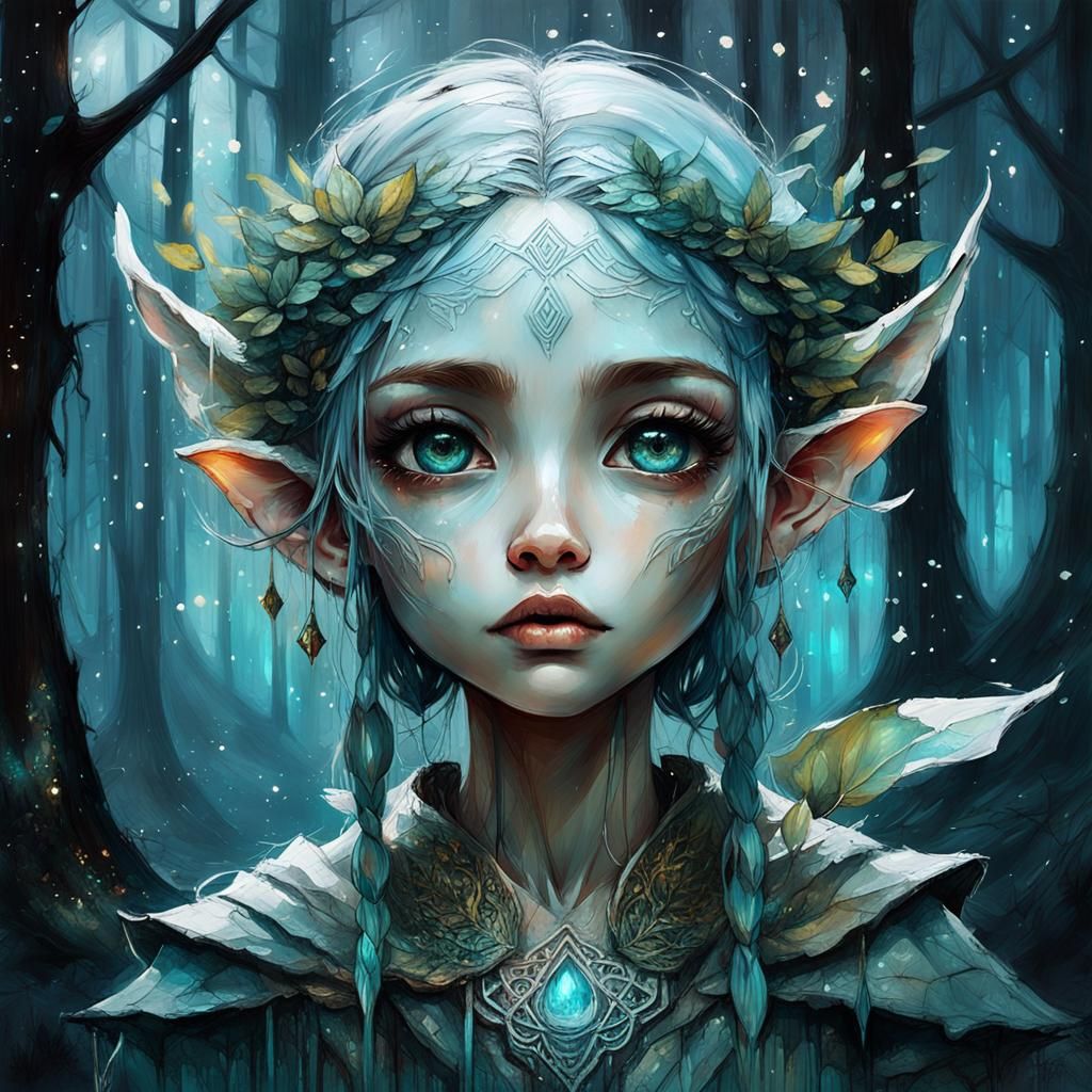 Chibi Elven Girl in Twilight Forest