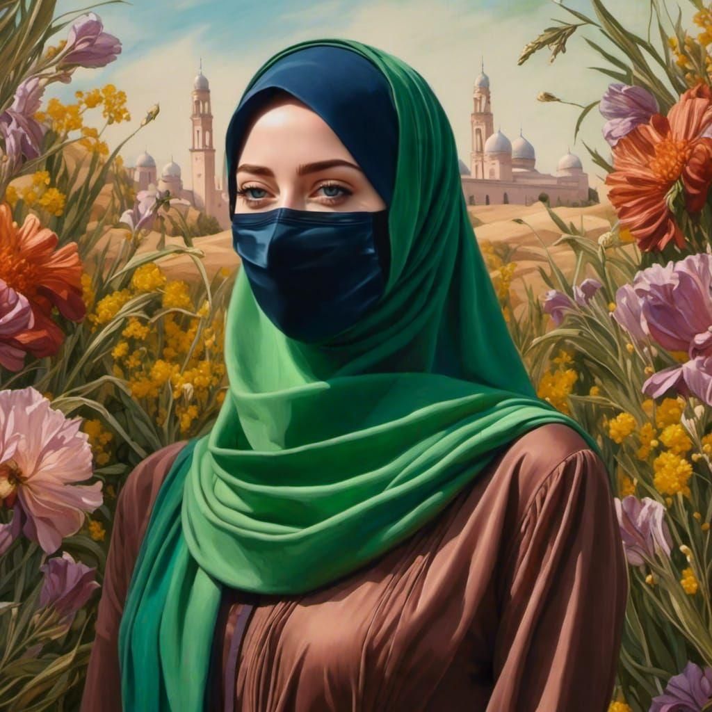 Hijabi Beauty in Oil Painting Style