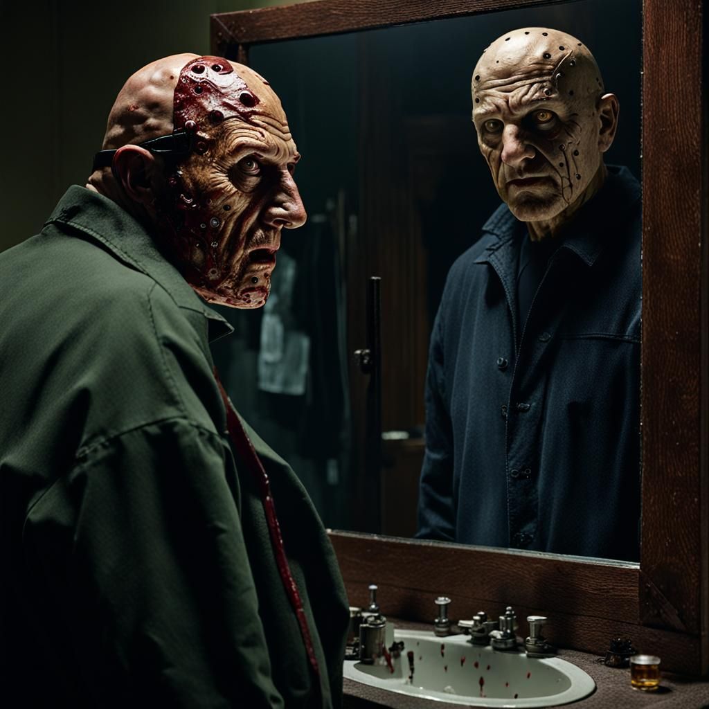 Jason Voorhees Sees Freddy Krueger Reflection