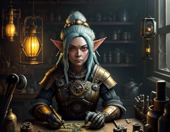 Gnome and Automata at Workbench: Digital Matte Painting