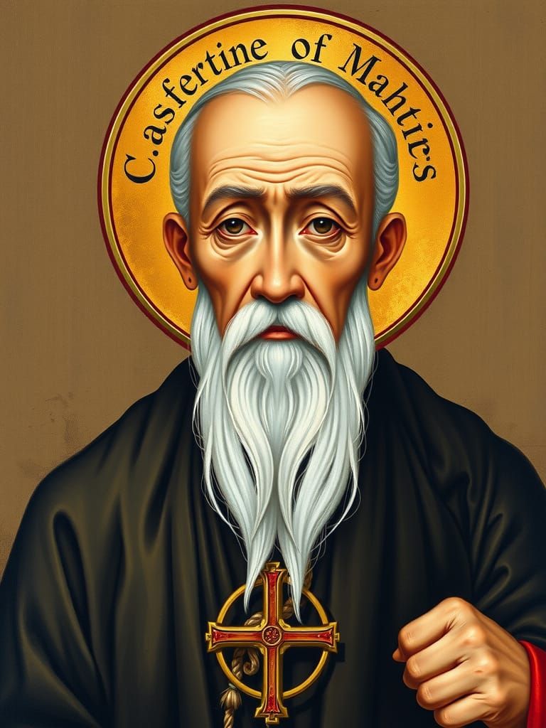 Asian Catholic Saint in Medieval Iconographic Style