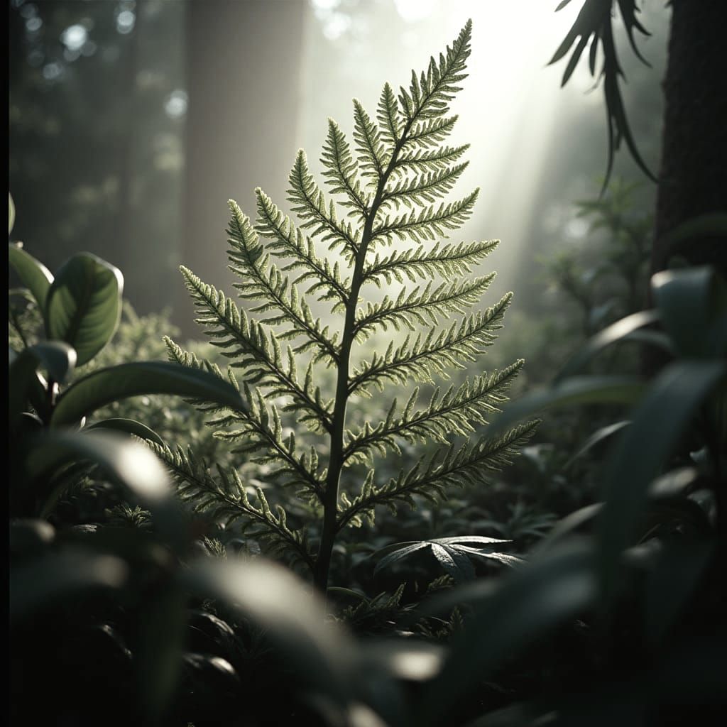 Botanical Ferns in Cinematic Film Still