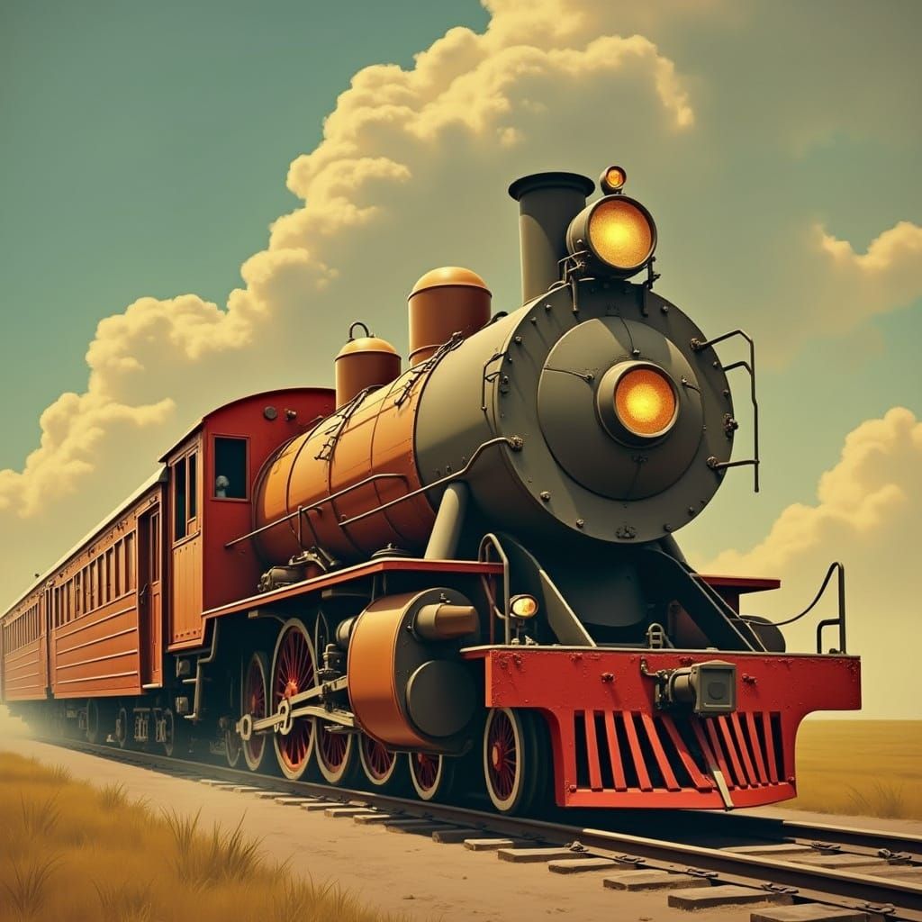 Vintage Passenger Cars in Retro-Futuristic Style