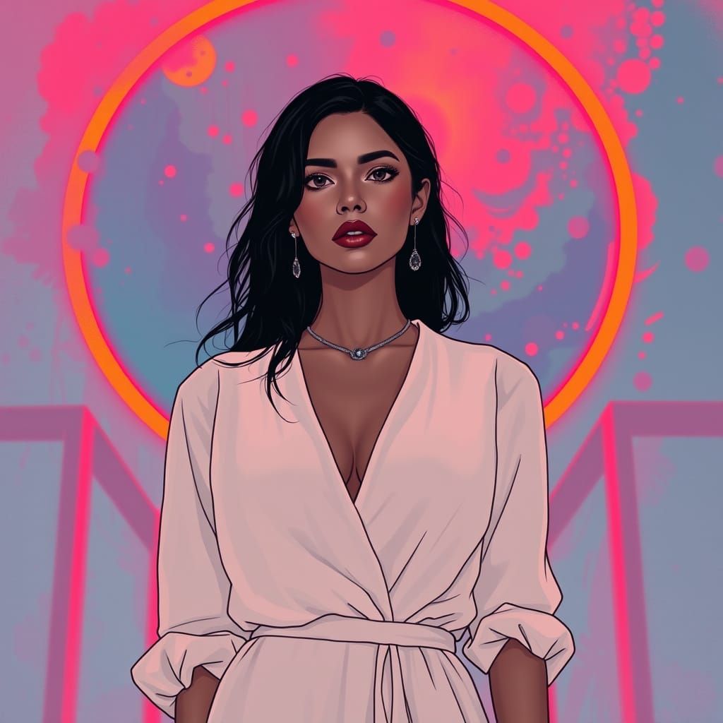 Elegant Woman in Dreamlike Setting