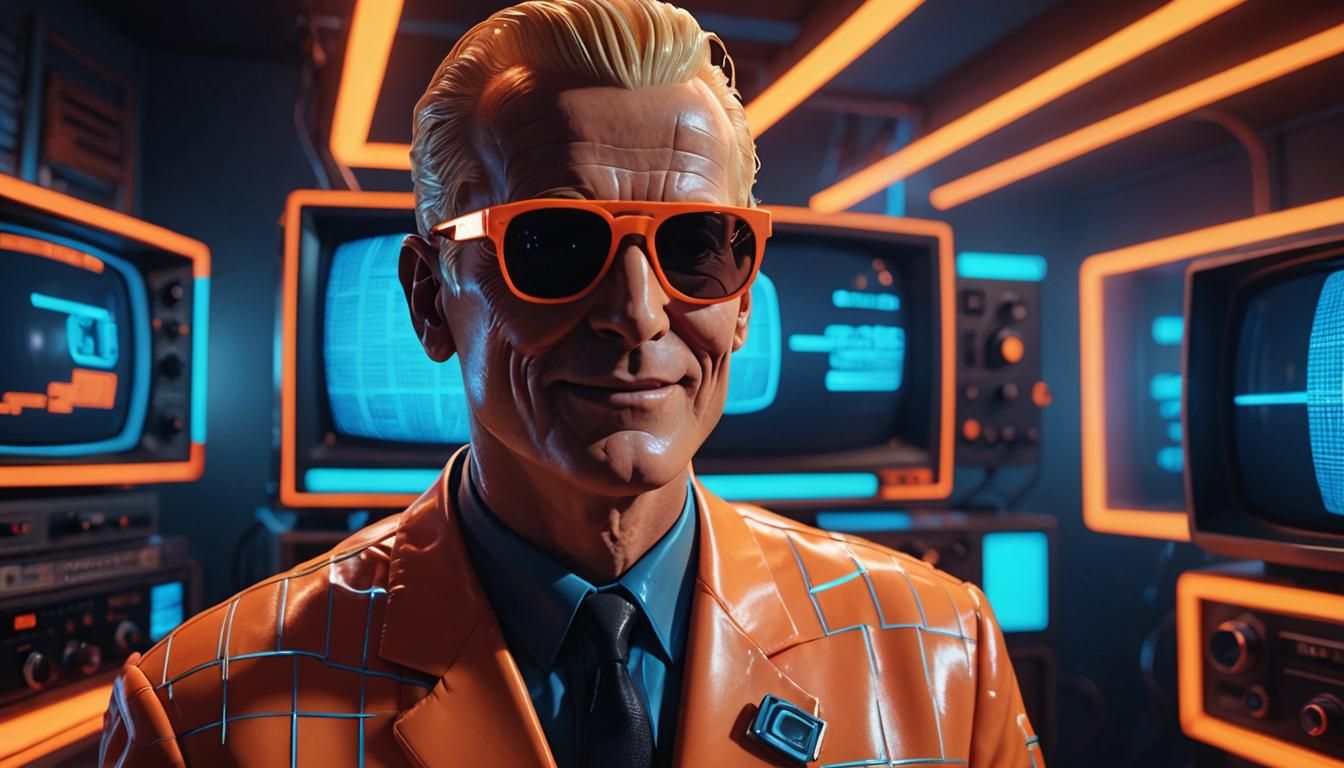 Max Headroom Smiles in Retro TV Set