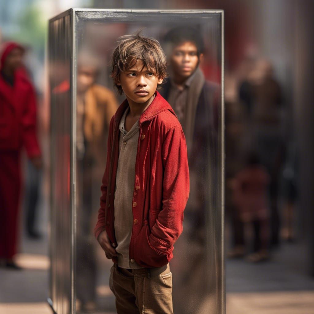 Beggar Boy Trapped: A Hyperrealistic Social Commentary