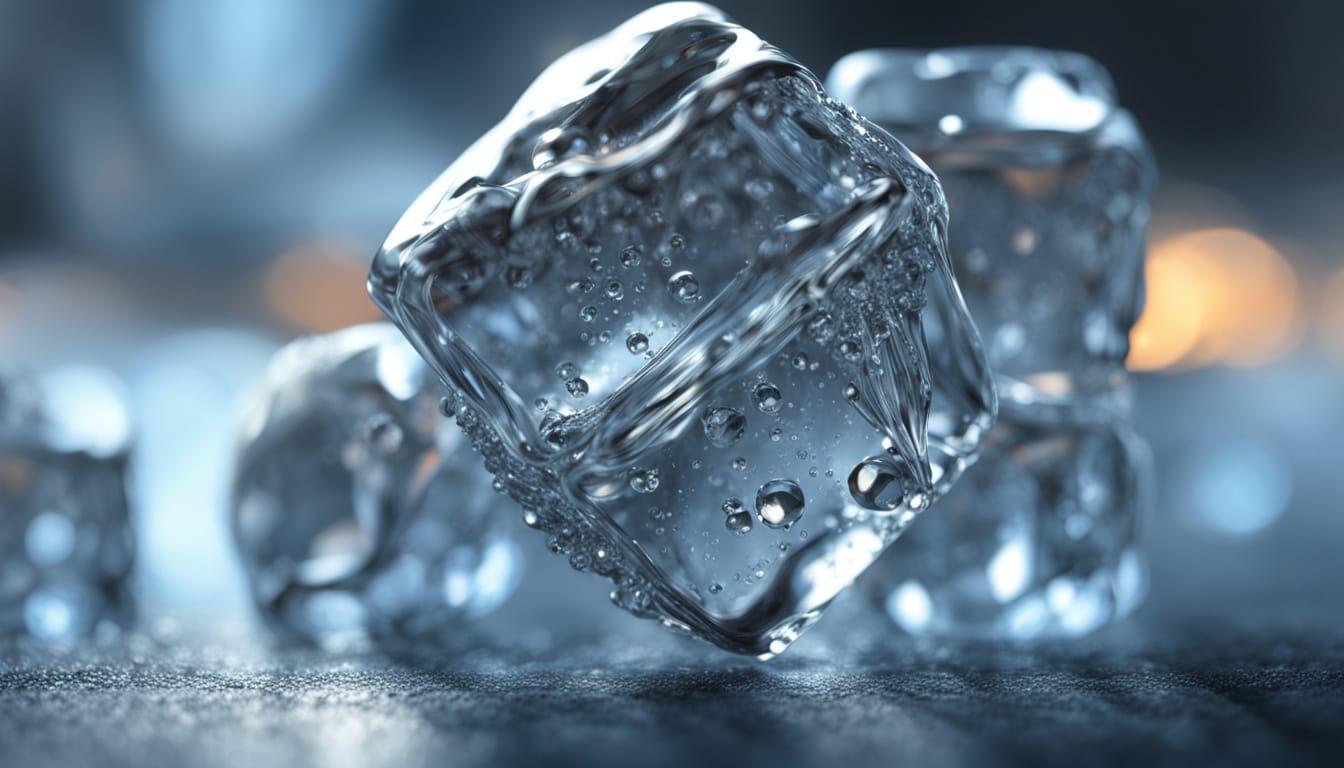 Sparkling Ice Cubes with Jewelry and Foil in 3D Render