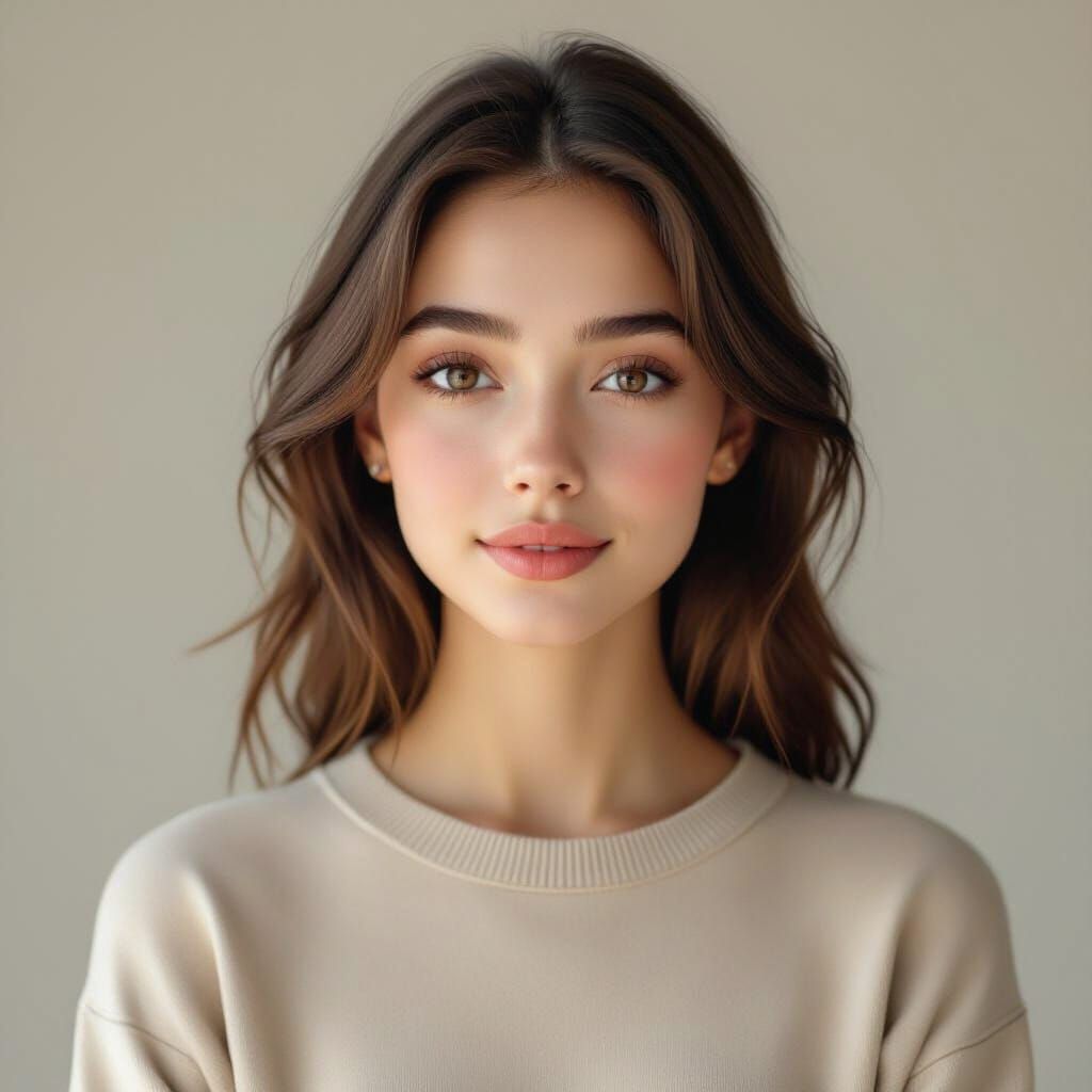 Girl with Gentle Smile in Realistic Digital Art