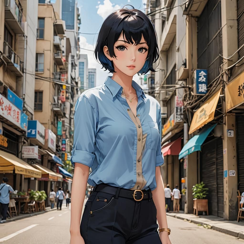 Anime Woman on Bangkok Street