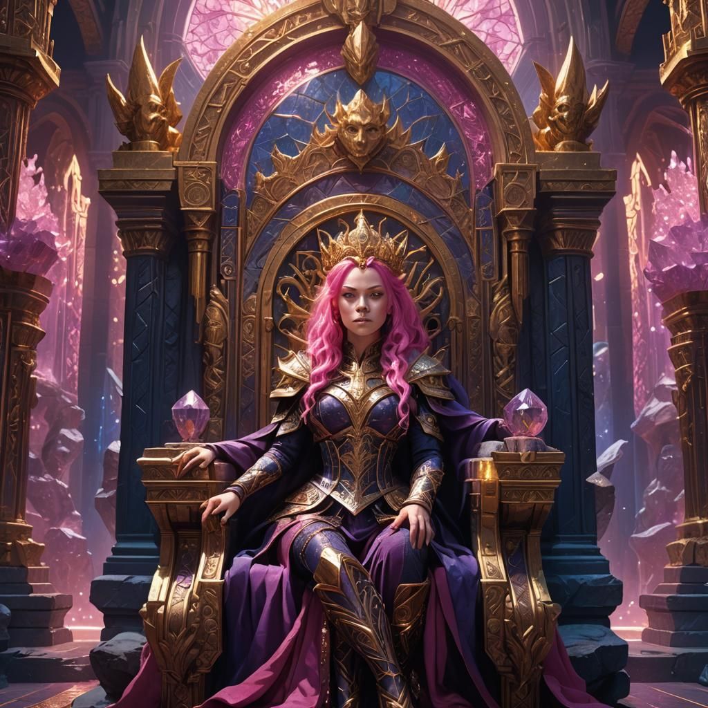 A Lord of the Rings Dwarf Queen with pink hair.