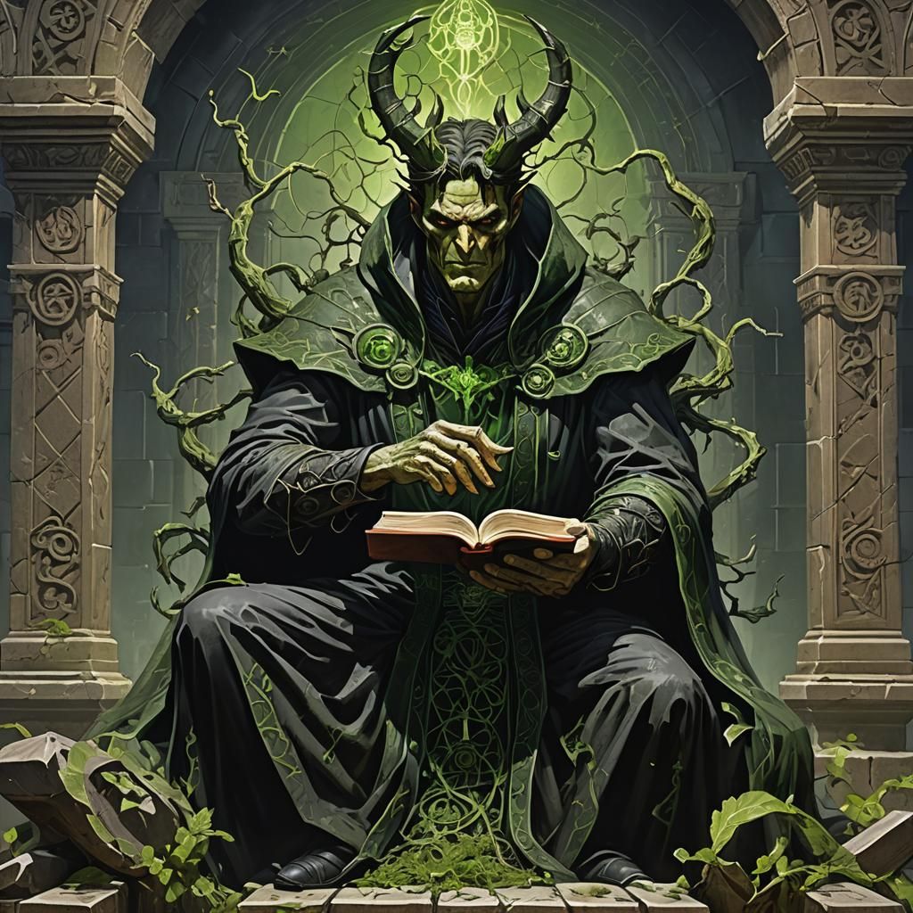 Demonic Ash Williams Reading Necronomicon with Eldritch Ener...