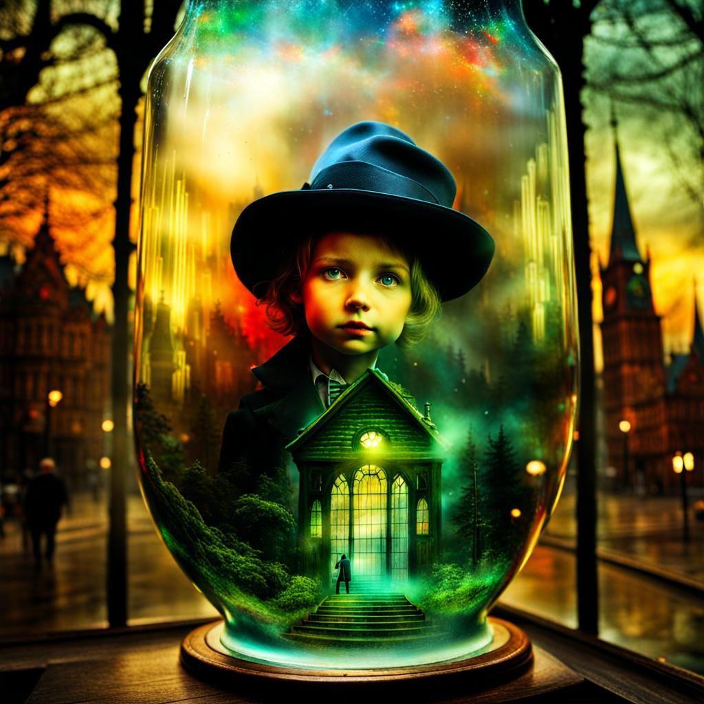 Surreal Double Exposure Dreamscape on Glass