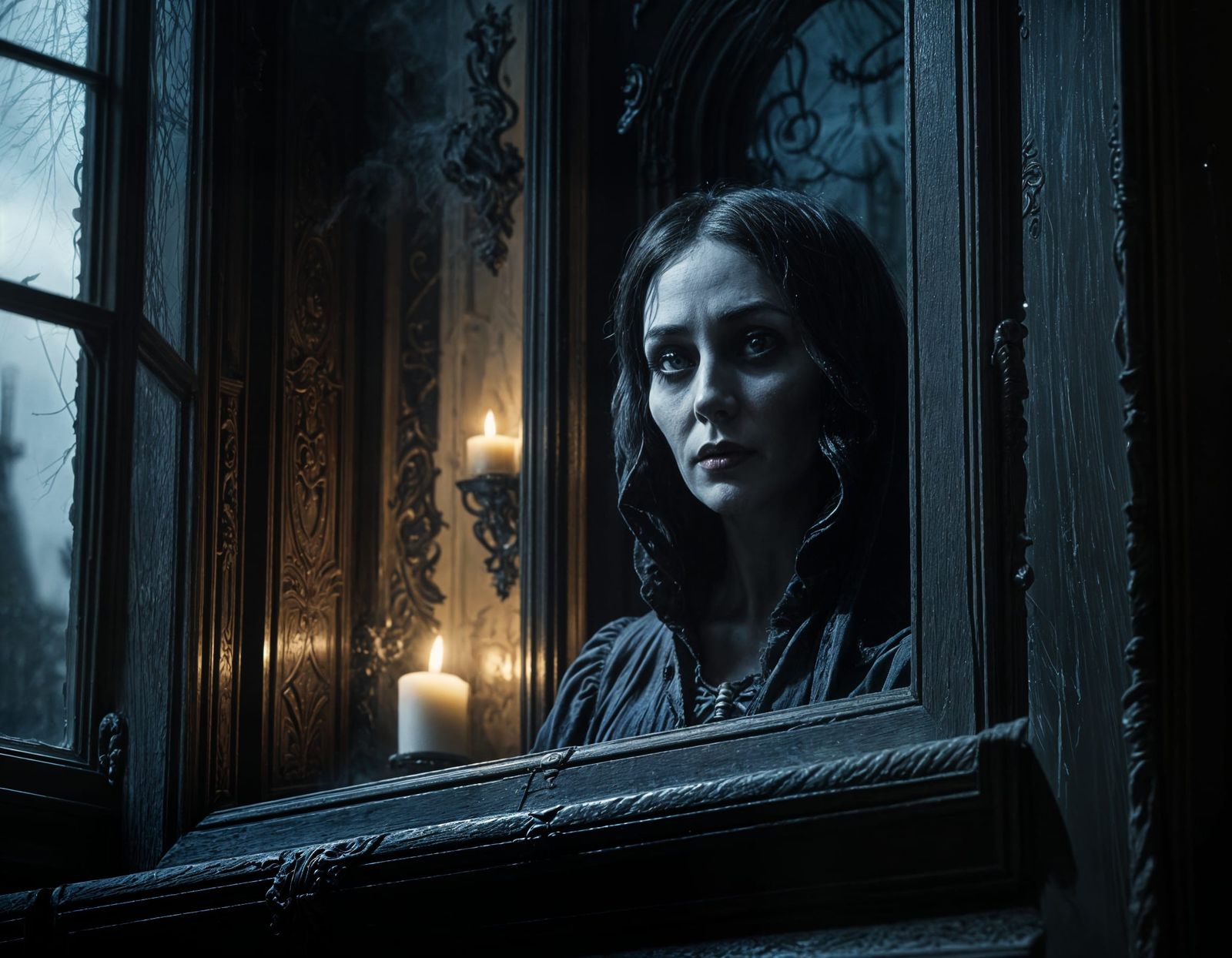 Haunted Victorian Mansion in Ominous Cinematic Lighting