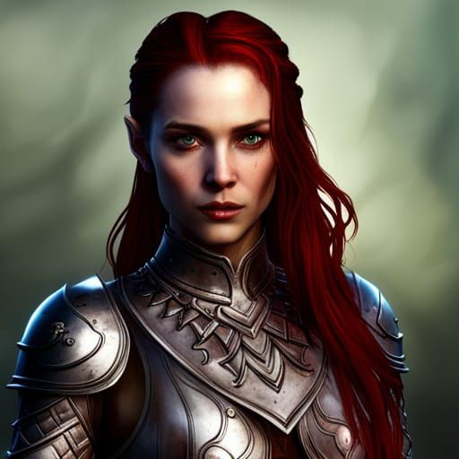 Elven Vampire in Gleaming Armor, High Resolution